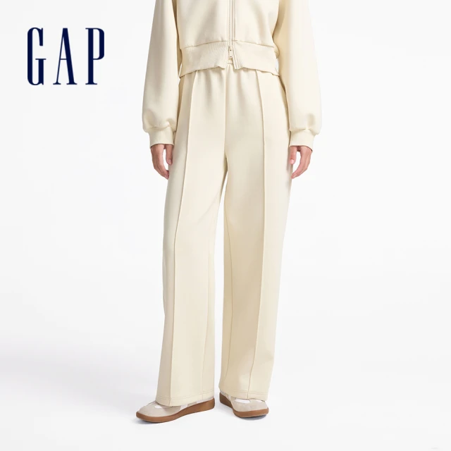 GAP 女裝 Logo抽繩鬆緊運動褲-米色(638625)