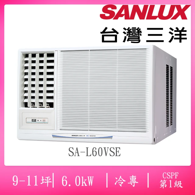 SANLUX 台灣三洋 福利品9-11坪左吹式一級變頻冷專窗型冷氣(SA-L60VSE)