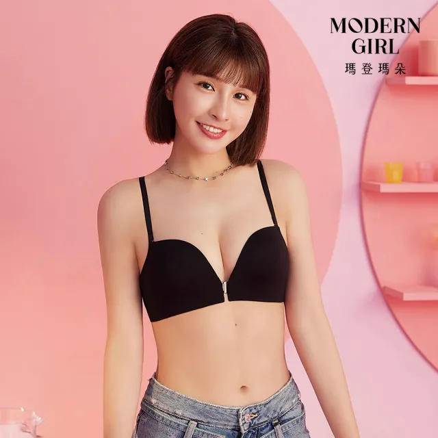 【瑪登瑪朵】QQ雲 無鋼圈紓壓無痕前扣內衣  M-XL(黑)