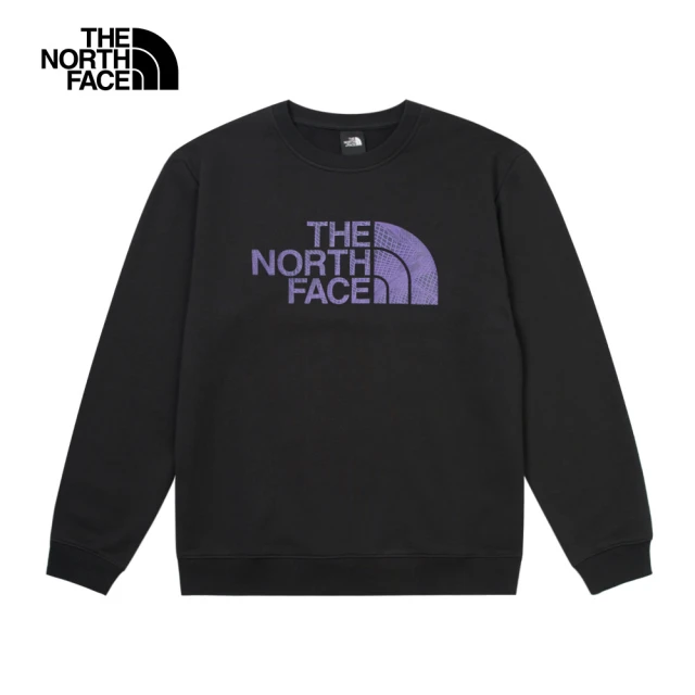 The North Face 北面女款黑色純棉舒適大尺寸印花長袖大學T｜8ASUJK3