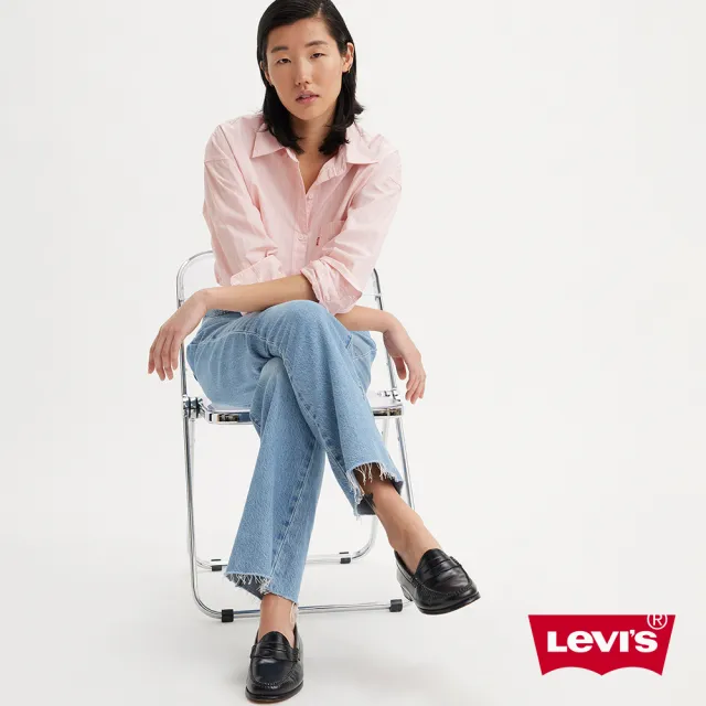 【LEVIS 官方旗艦】女款 501 90S高腰直筒牛仔褲 / 淺藍開岔 /天絲棉 熱賣單品 A8421-0001