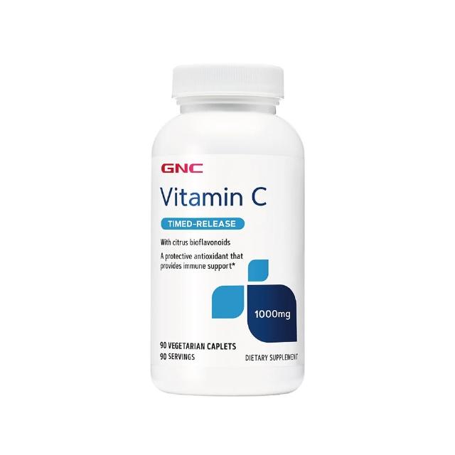 【GNC 健安喜】維生素C 1000緩釋食品錠 90錠/瓶(純素/柑橘生物類黃酮/抗氧化/幫助膠原蛋白合成/幫助鐵吸收)