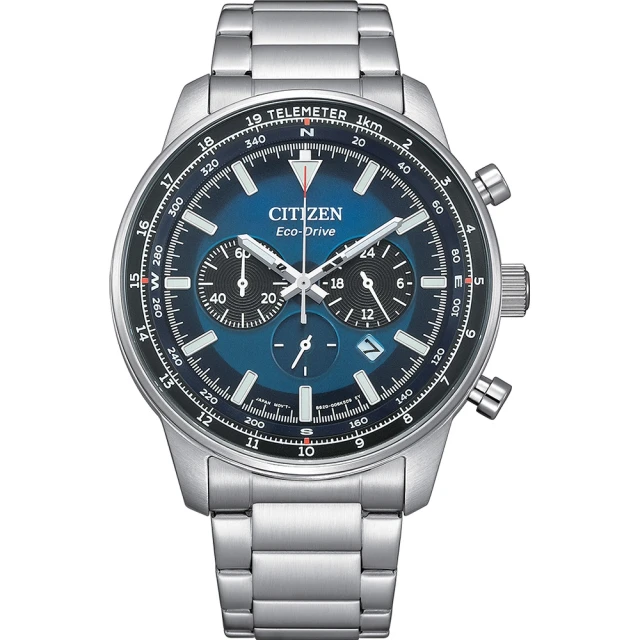 CITIZEN 星辰 Chronograph 光動能三眼計時手錶-藍44mm(CA4500-91L)