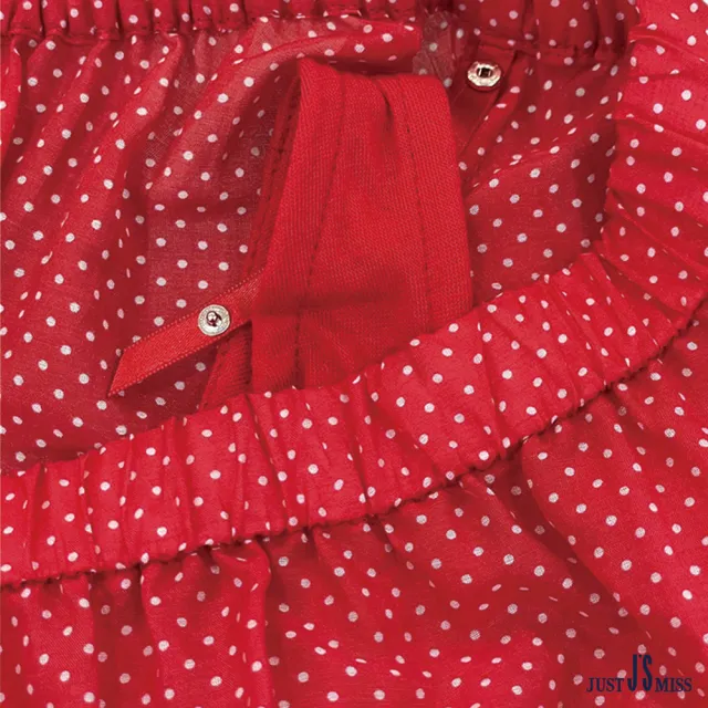 【Just J’S Miss】經典紅白點點 多穿法七分袖絲棉上衣 附可拆卸背心內裏
