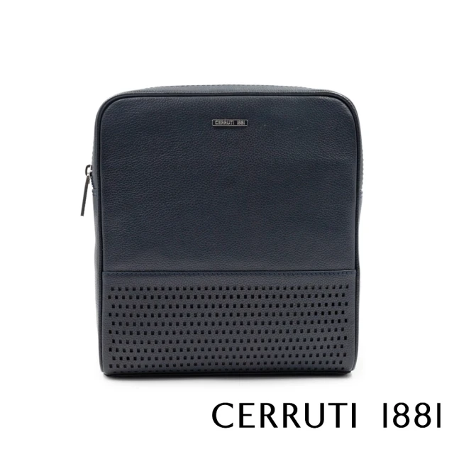 Cerruti 1881 限量2折 義大利頂級小牛皮肩背包側背包 全新專櫃展示品(黑色 CEBO06693M)