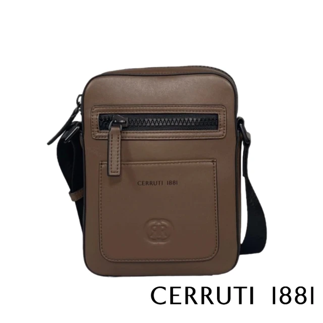 Cerruti 1881 義大利頂級小牛皮肩背包側背包(深咖啡色 CEBO05649M)