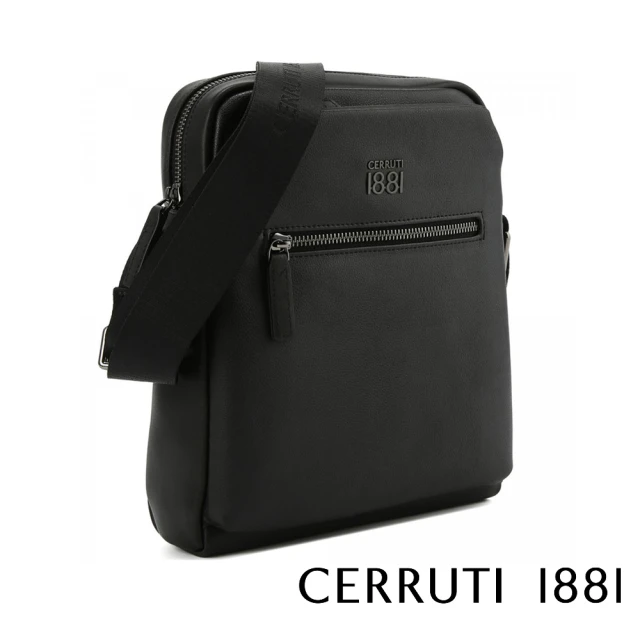 Cerruti 1881 義大利頂級小牛皮肩背包側背包(黑色 CEBO06780M)