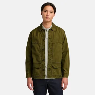 【Timberland 官方旗艦】男款橄欖綠色牛津長袖襯衫外套(A44SB302)