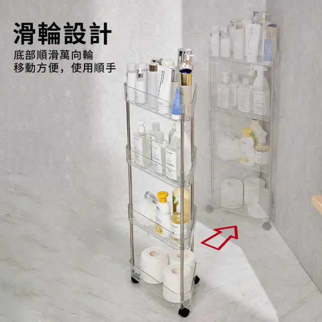 【LZQ】浴室移動落地式三層置物推車 收納置物架 隙縫車 收納推車 隙縫架 層架 落地架 浴室置物架(三角形)