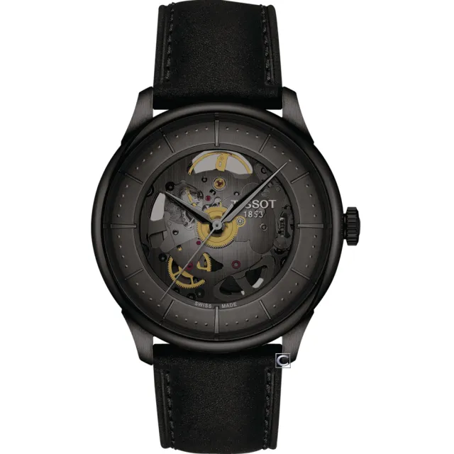 【TISSOT 天梭】杜魯爾 鏤空機械腕錶  手錶 情人節 禮物(T1398363644100/39mm)