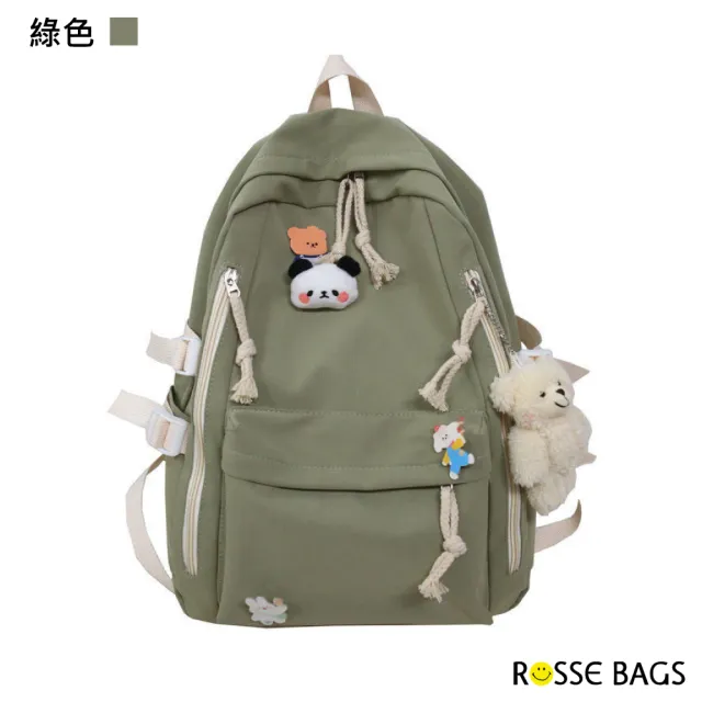 【Rosse Bags】韓版男女款經典休閒風格帆布背包 雙肩包 後背包(米色／藍色 / 綠色 / 粉色 / 黑