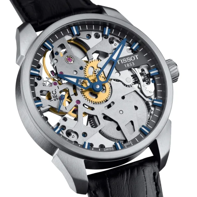 【TISSOT 天梭】鏤空手動上鍊 機械腕錶 父親節 禮物 推薦 (T0704051641100)