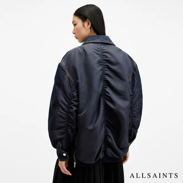 【ALLSAINTS】DILLAN 寬鬆牛仔飛行員拼接外套 W007OA(寬鬆版型)