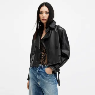 【ALLSAINTS】HENDRY 復古寬鬆短版羊皮皮衣風衣外套 W113LB(舒適版型)