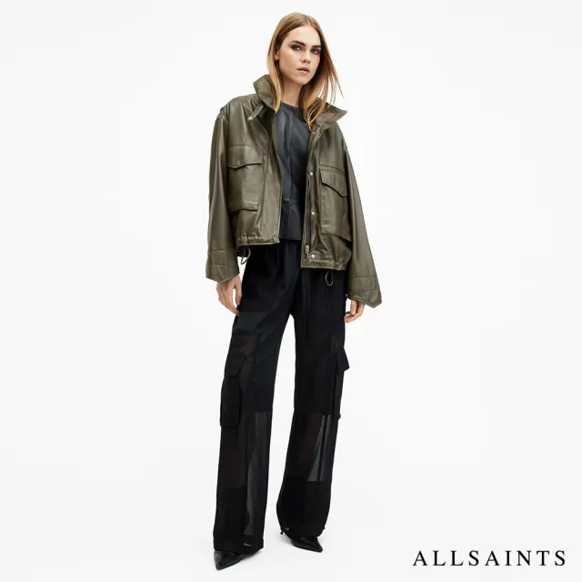 【ALLSAINTS】CLAY 寬鬆羊皮騎士皮衣-橄欖綠  W035LB(寬鬆版型)