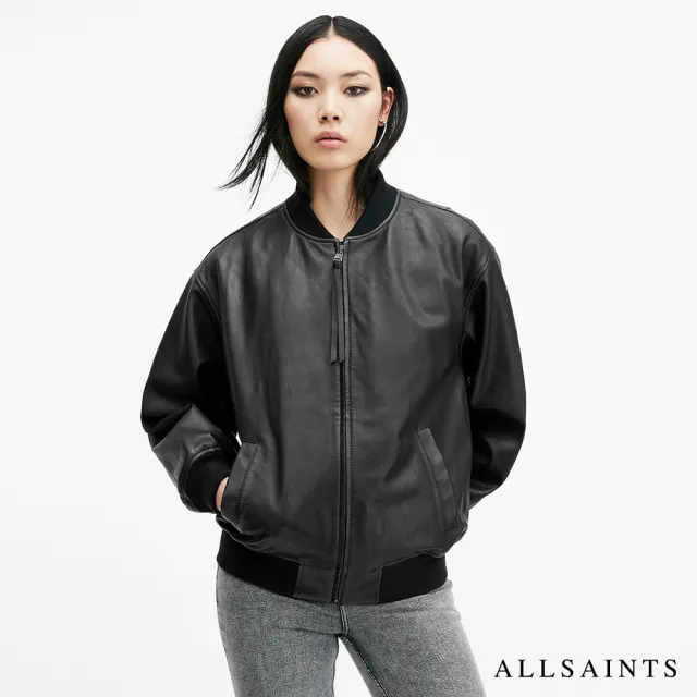 【ALLSAINTS】BELLE 寬鬆羊皮飛行員皮衣外套 W008LB(寬鬆版型)