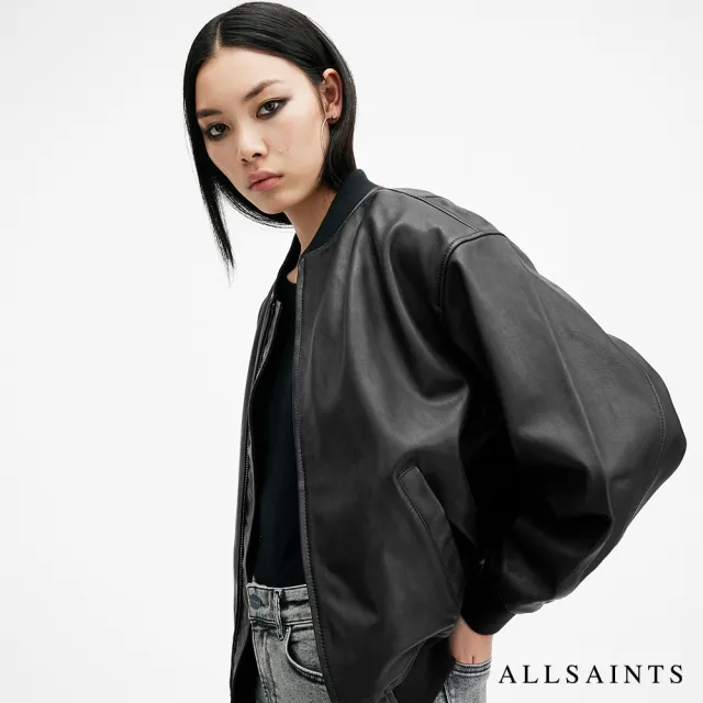 【ALLSAINTS】BELLE  寬鬆羊皮飛行員皮衣外套 W008LB(寬鬆版型)