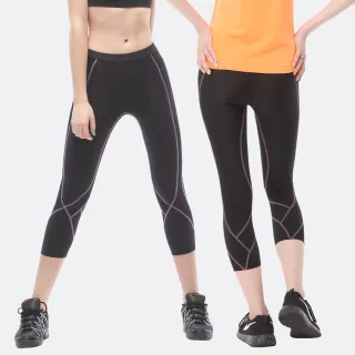 【FREEZONE】現貨 多彩配線緊身壓力七分褲 女款-FZ100型(高彈力機能壓縮/日著瑜珈運動/慢跑登山/健身)