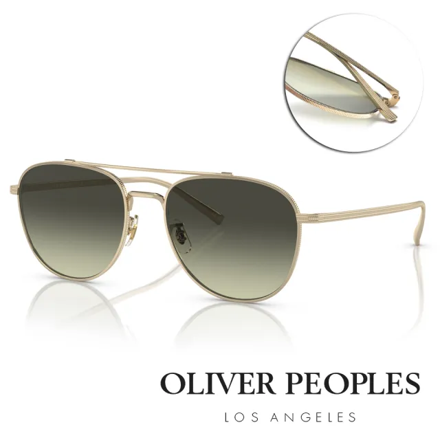 【Oliver Peoples】Rivetti 飛官框太陽眼鏡 玻璃鏡片 日本製金屬框(金 深綠鏡片#OV1335ST 5035BH-55mm)