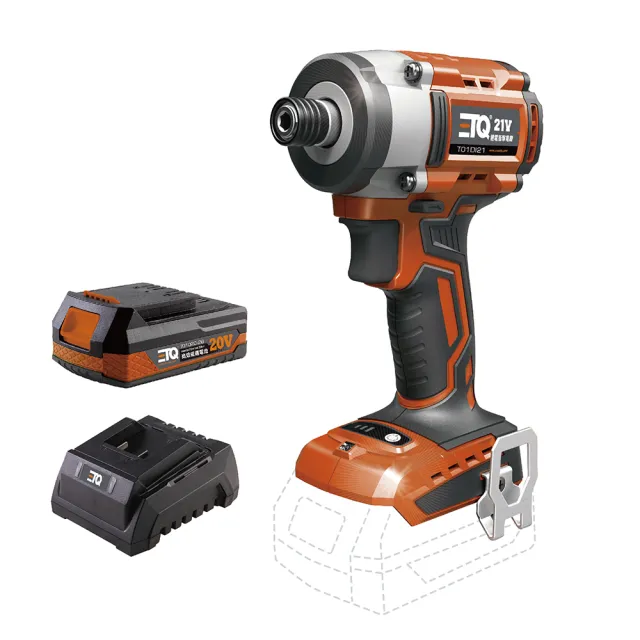 【ETQ USA】21V鋰電無刷衝擊起子2.0套裝(主機+2.0Ah鋰電池+2.3A充電器)