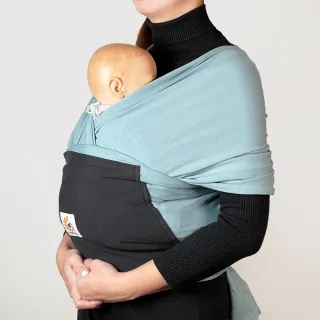 【Ergobaby】貼身包裹式嬰兒揹巾/揹帶 親子良品(湖水綠/黑色)