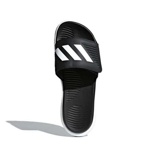 adidas 愛迪達 Alphabounce Slide 2.0 男鞋 黑白色 軟底 魔鬼氈 休閒 拖鞋 BA8775