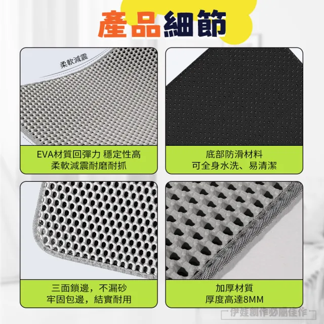 【IDREES 伊德萊斯】加寬加大 網格雙層貓砂墊 75x55cm 落砂墊 漏砂 貓砂盆踏墊 防髒墊 可水洗 組合入