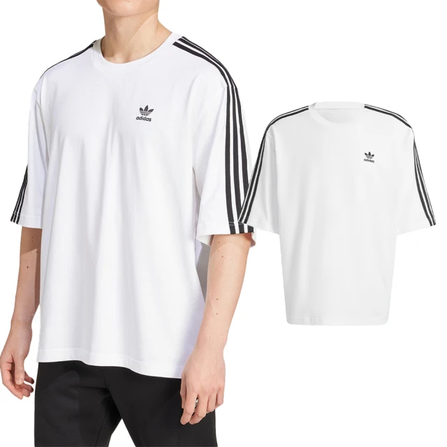 adidas 愛迪達 Oversize tee 男款 白色 運動 休閒 寬版 圓領 三葉草 寬鬆 短T 上衣 短袖 IZ2474