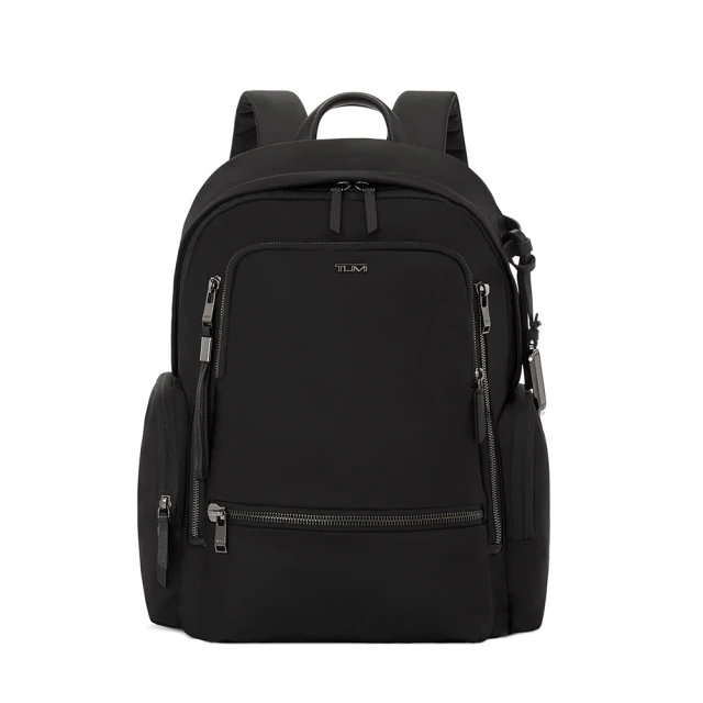 BALLY 經典黑白黑條紋小牛皮前口袋旅用包商務包後背包(墨