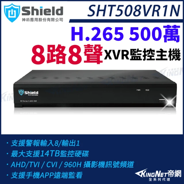 KINGNET 500萬 H.265 4路主機 DVR + 