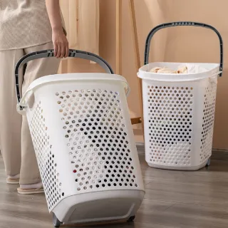 【ONE HOUSE】65L海川巨型大容量附輪髒衣籃(洗衣籃 收納籃 玩具收納)