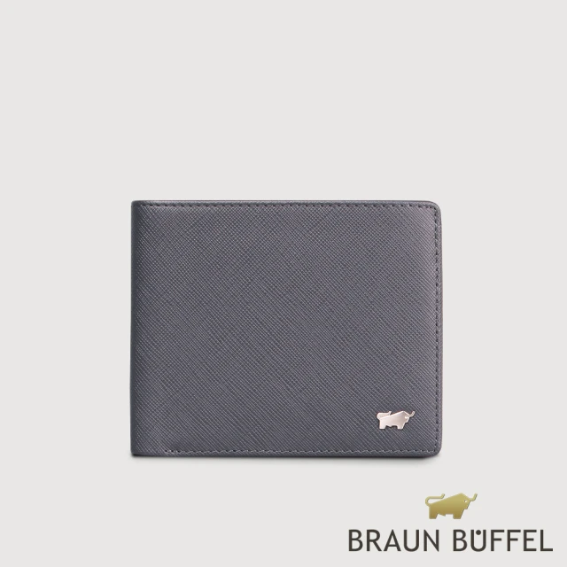 BRAUN BUFFEL 德國小金牛 台灣總代理 尚恩A 5卡透明窗皮夾-藍色(BF354-316-NY)