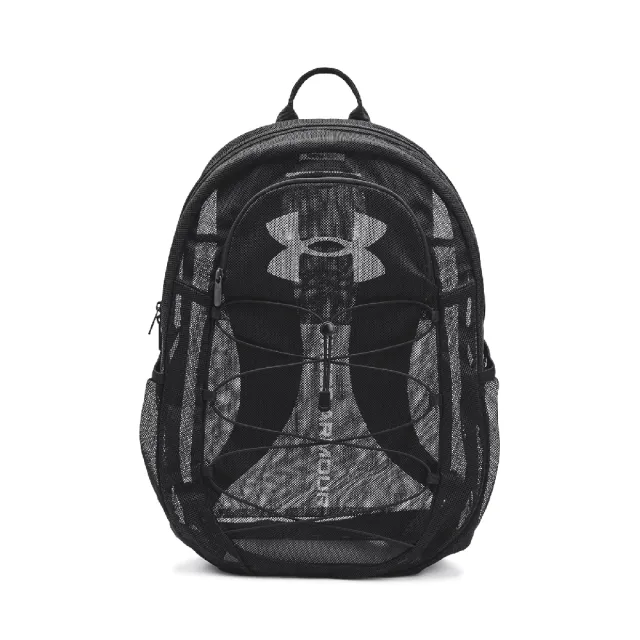 【UNDER ARMOUR】後背包 Hustle Mesh Backpack 黑 灰 15吋 拉繩 筆電包 運動包 籃球包 UA(1372288001)