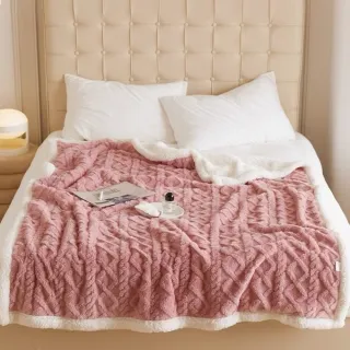 【DUYAN 竹漾】韓系麻花牛奶絨 羊羔絨 雙層加厚被毯 / 玫瑰棕(冬被 蓋毯)