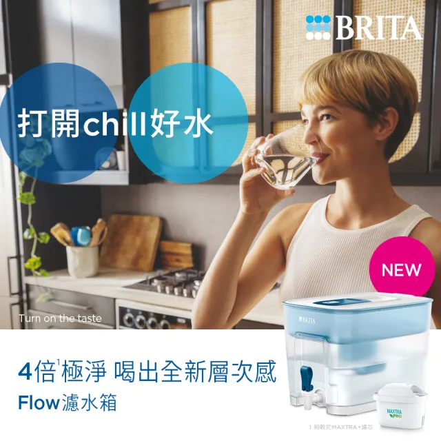 【BRITA】官方直營 Flow 濾水箱 藍色+MXPRO濾芯(共1壺1芯)