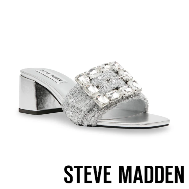 steve madden SANDRE 小香方鑽扣飾涼跟鞋(銀色)