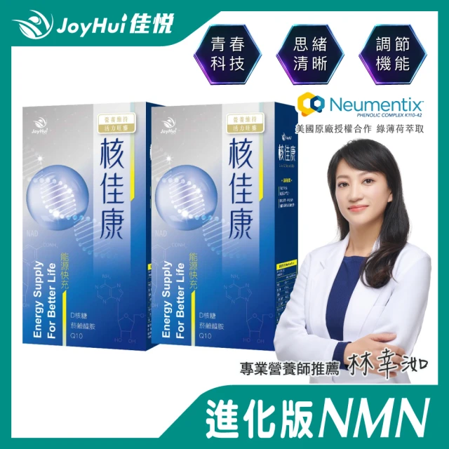 即期品 JoyHui佳悅 核佳康能量NAD+進化版NMN膠囊2盒(共60粒)