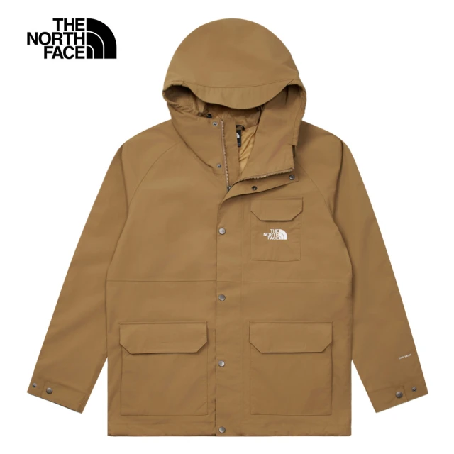 The North Face 北面男款棕色防水透氣多口袋連帽衝鋒衣｜88RA8W0