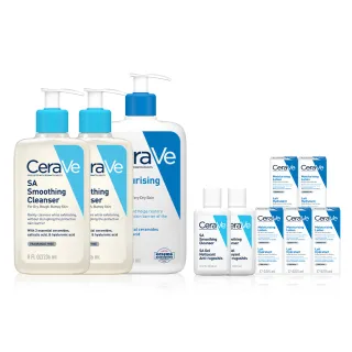 【CeraVe適樂膚】角質代謝嫩膚3件組★長效清爽保濕乳+水楊酸煥膚淨嫩潔膚露x2(保濕乳473ml+潔膚露236ml x2)