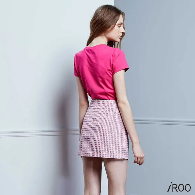【iROO】粉色花呢裙