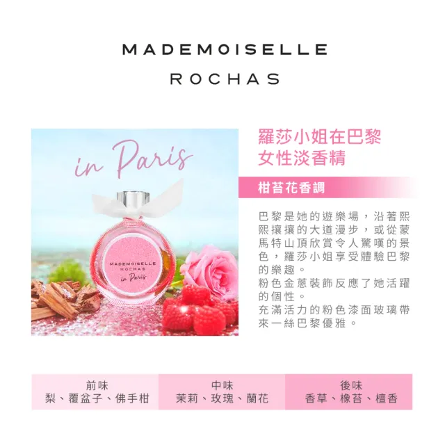 【ROCHAS 羅莎】羅莎小姐在巴黎女性淡香精30ml(專櫃公司貨)