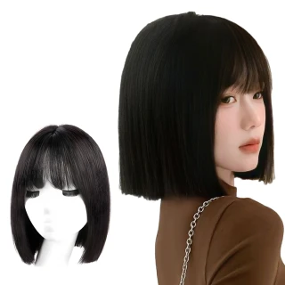 【氣質逆齡】自然韓系減齡一刀切短髮假髮(附髮網 仿真人髮絲 接髮片 外拍 整頂假髮 女 短頭髮 直髮)