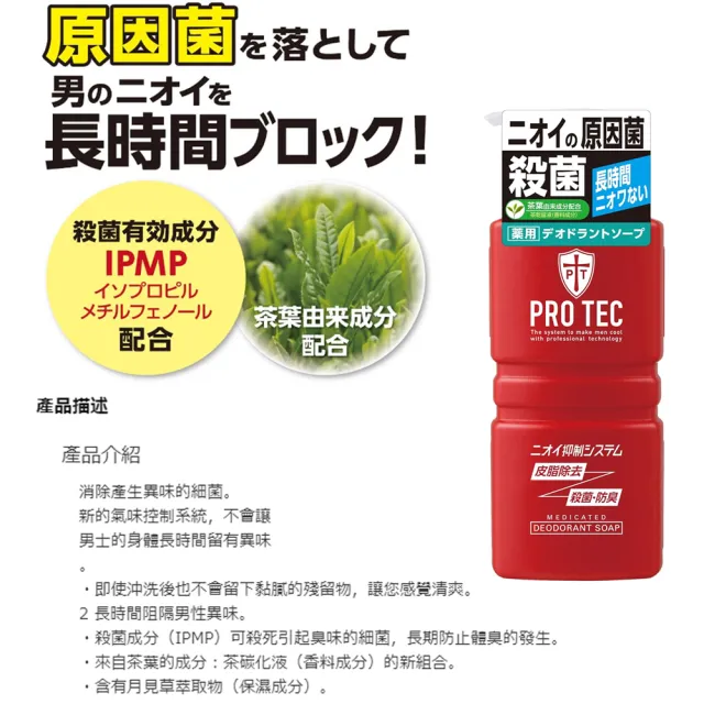 【LION 獅王】PRO TEC 清爽淨味沐浴乳-420ml(舒爽不黏膩)