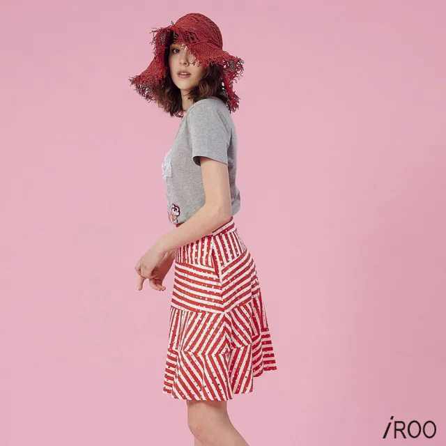【iROO】條紋魚尾及膝裙