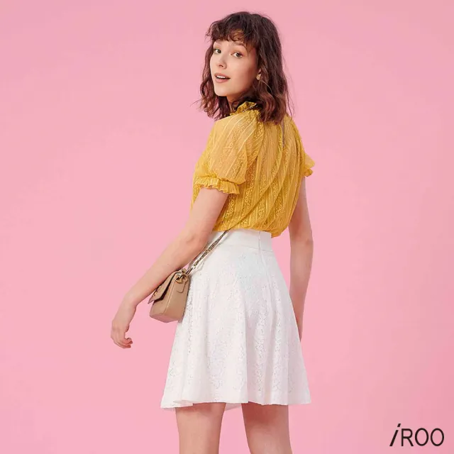 【iROO】白色蕾絲裙