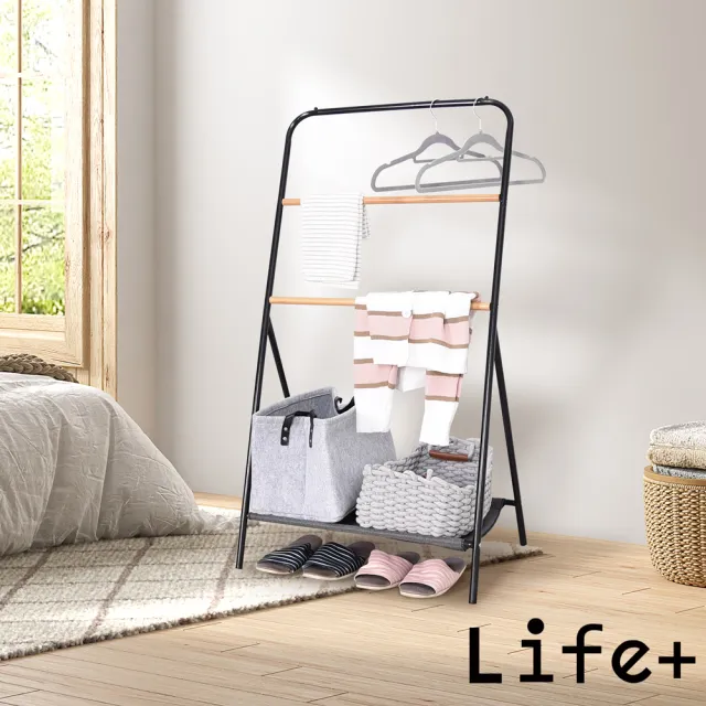 【Life+】日式簡約多功能落掛衣架/衣帽架/床頭置物架(A型掛衣架 曬衣架 衣架 吊衣架 衣服收納)