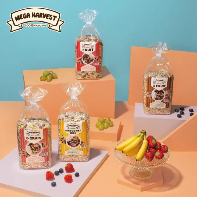 【Mega Harvest】德國天然原味穀片 1KgX3包(亞麻籽添加)