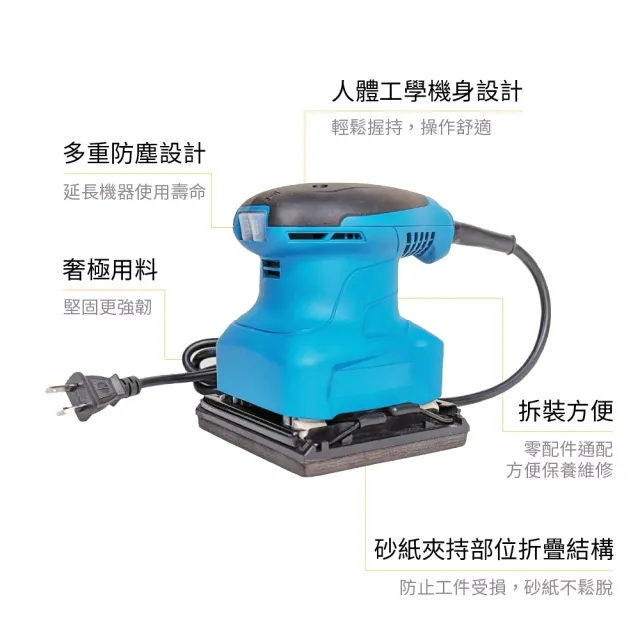 【森森機具】110V砂光機 藍 交換禮物(電動砂紙機 散打 研磨機)
