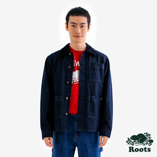 Roots Roots男裝-Classic Fit Denim Overshirt 外套(軍藍色)