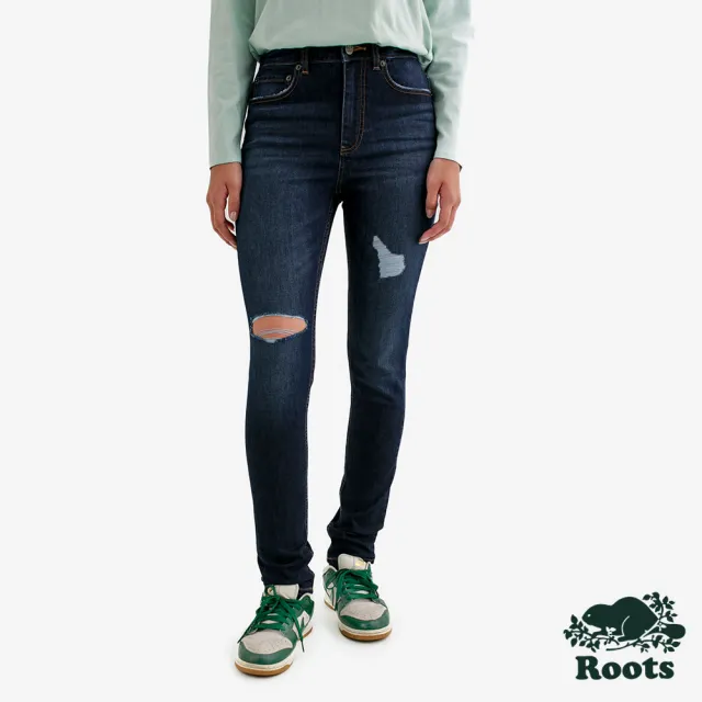 【Roots】Roots女裝- 高腰緊身牛仔褲(軍藍色)